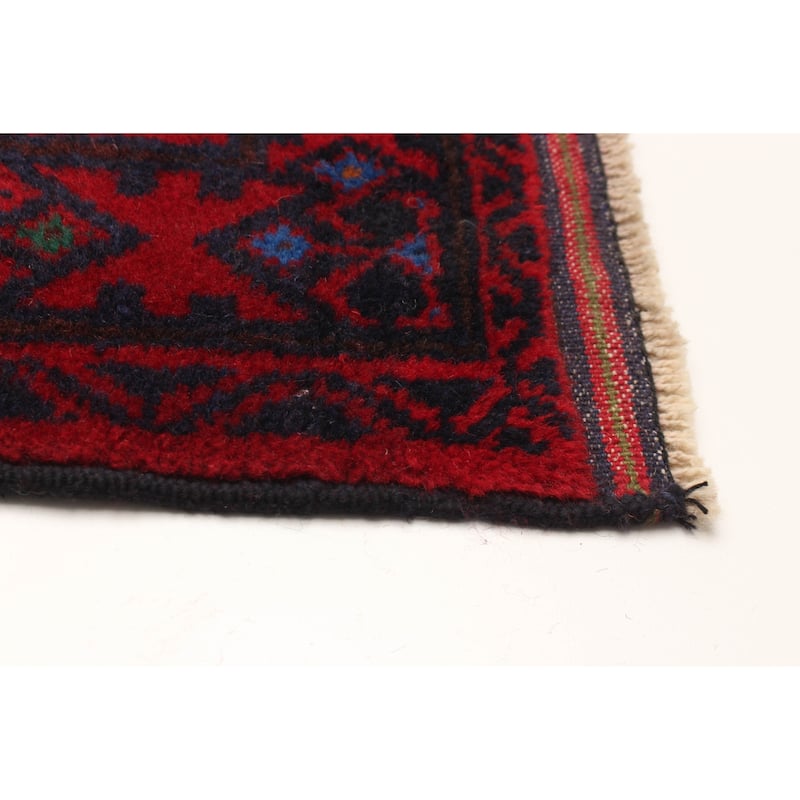 ECARPETGALLERY Hand-knotted Teimani Red Wool Rug - 3'9 x 9'0