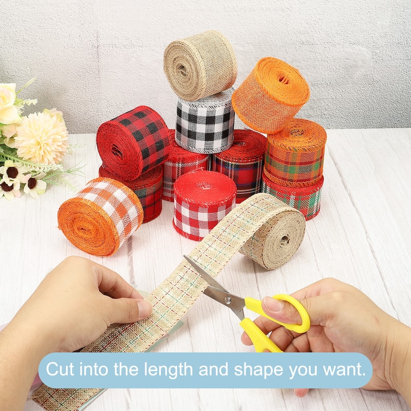 2 Inch Wide 6.56 Yards Gingham Ribbon Wired Edge, Red and White - 2 inch x 6.56 Yard (W*L)