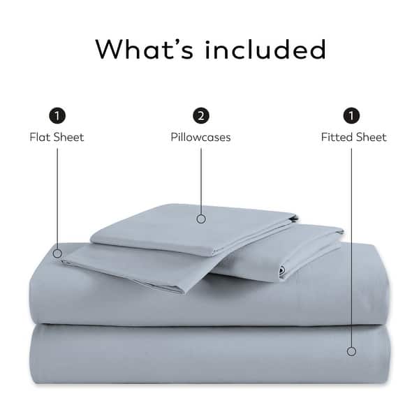 dimension image slide 2 of 9, Color Sense 100% Cotton 300TC Ultra-Soft & Silky Wrinkle-Resistant Sheet Set
