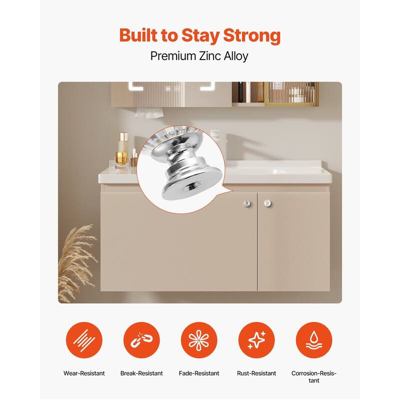 12 Pack Diamond Style Cabinet Knobs Clear Acrylic with Polished Silver Base and Screws - 1.22 x 1.1 in