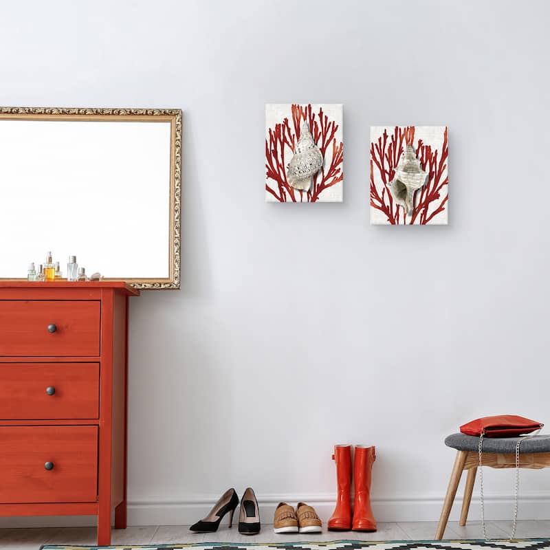 Shell Coral Red I & III by Caroline Kelly Canvas Art Prints