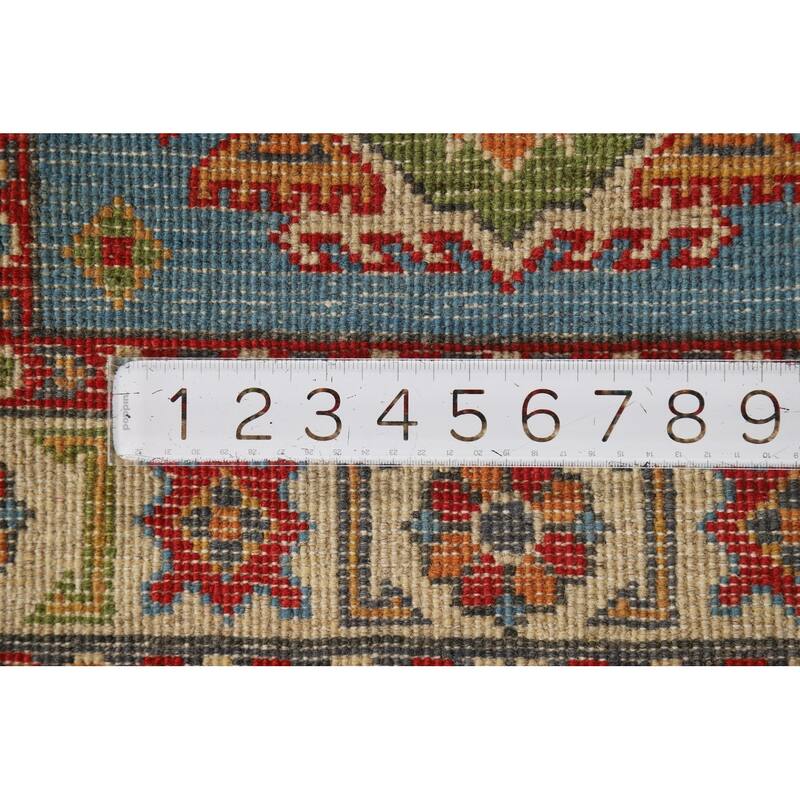 Blue Kazak Oriental Accent Rug Hand-Knotted Geometric Wool Carpet - 2'0" x 3'0"