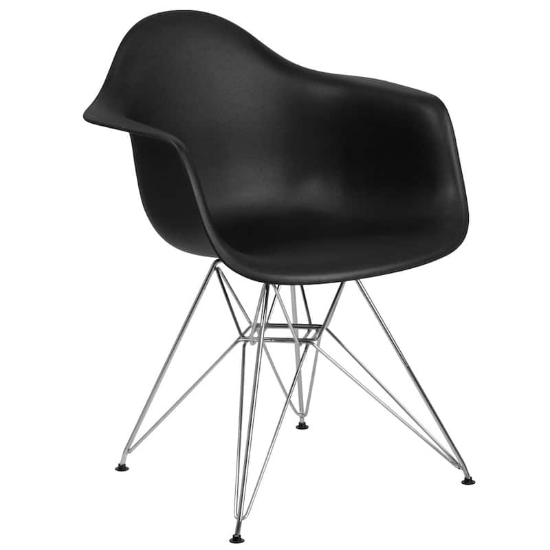 Plastic Chair with Arms and Chrome Base