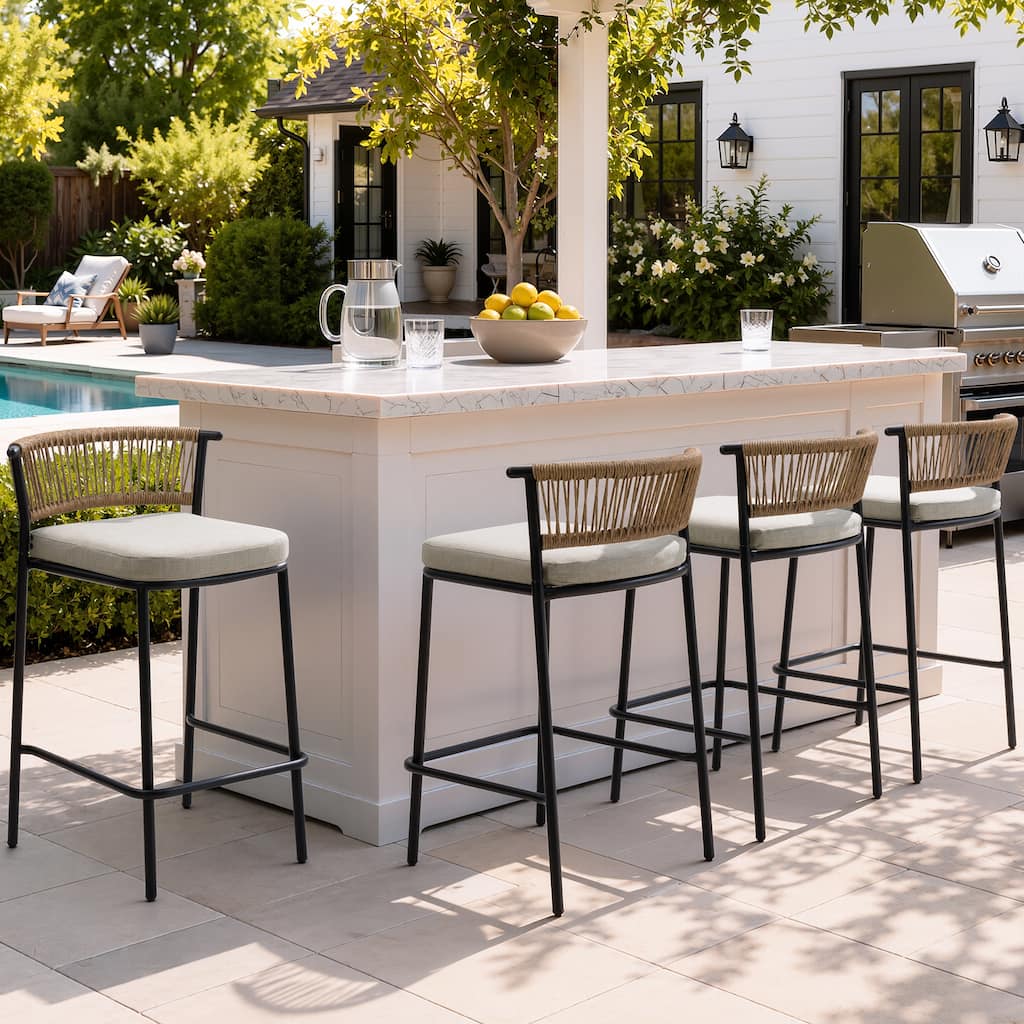 Crestlive Products 26" / 29.1" Height Outdoor Bar Height Barstools Patio Bar Stools Bar Chairs
