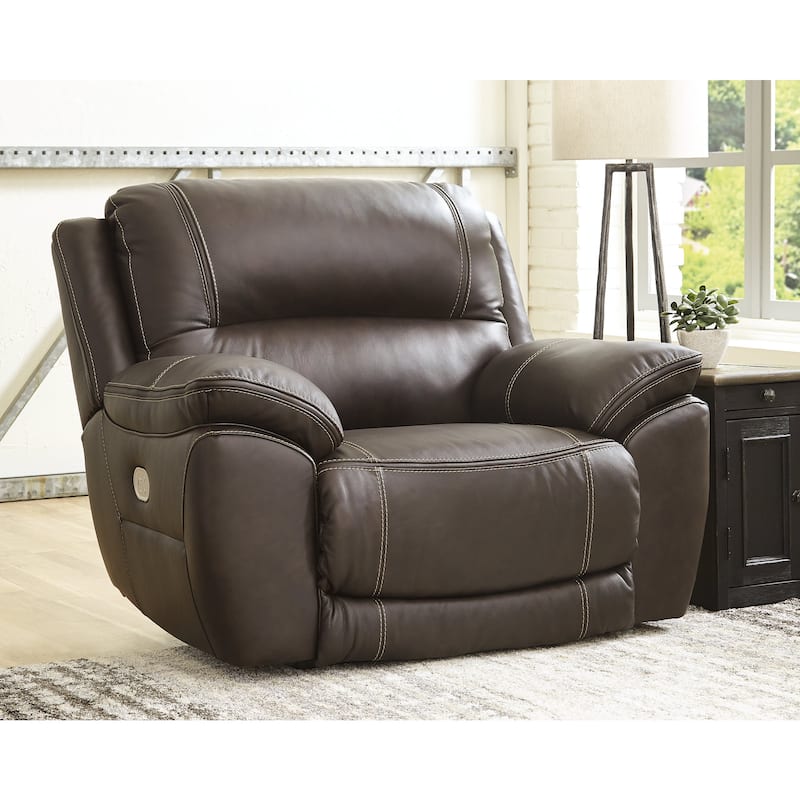 Signature Design by Ashley Dunleith Brown Leather Power Zero Wall Recliner