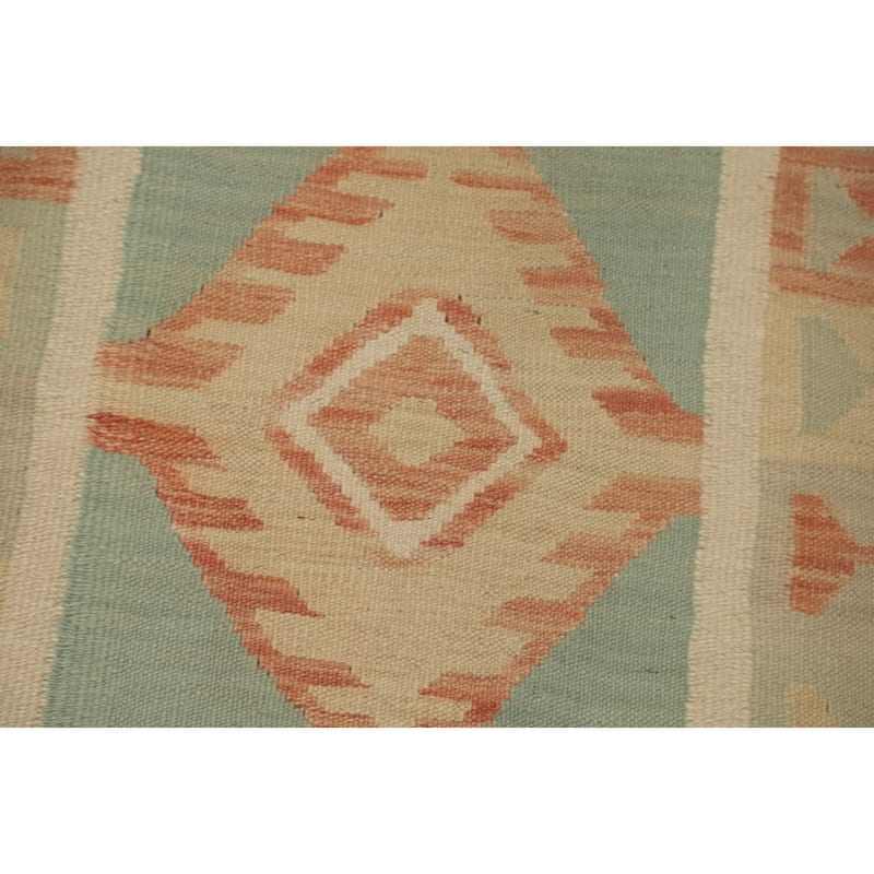 Hand Woven Oriental 100% Wool Carpet Southwestern Tribal Navy Blue & Blues Kilim Runner Rug - 10' 0'' X 2' 9''