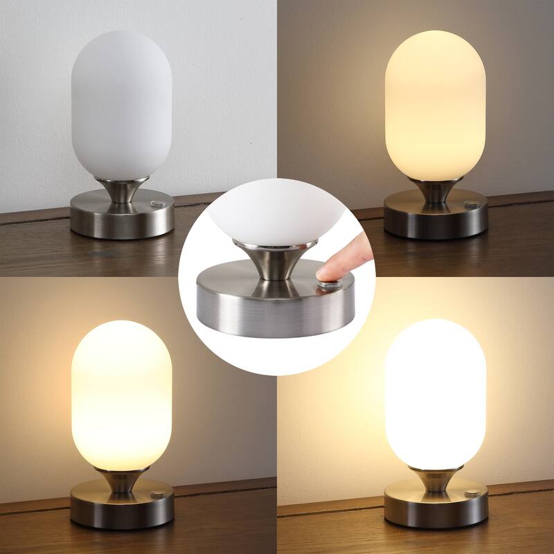 Owen 8" Bohemian Farmhouse Iron Wireless Rechargeable Integrated LED Table Lamp, Oil Rubbed Bronze/White by JONATHAN Y