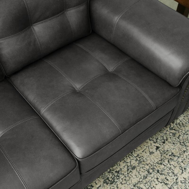 Henry Top Grain Leather Tufted Sofa