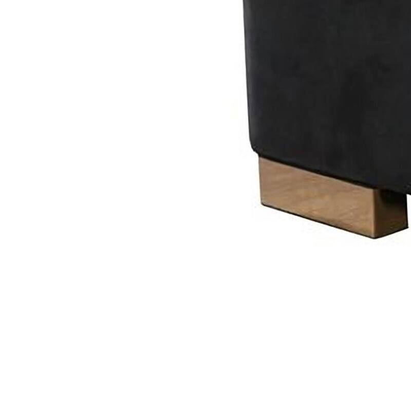 HomeRoots Black Velvet U Shaped Three Piece Sofa and Chaise Sectional With Toss Pillows