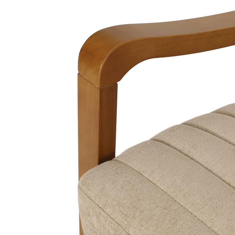 Small Wood Frame Recliner Club Chair with Retractable Footrest Living Room Lounge Armchair Upholstered Reading Chair for Bedroom