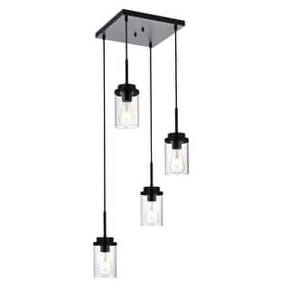Modern Metal Pendant Lights with Clear Glass - Black - 4-Light