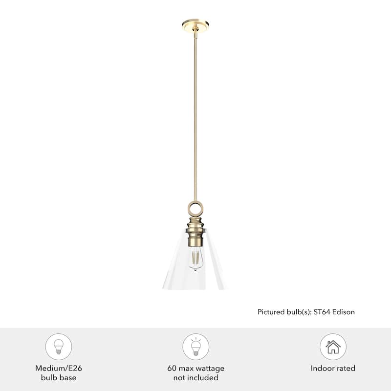 Hunter Klein 12" 1-Light Glass Pendant - Kitchen Island, Dining Room - Industrial, Contemporary, Transitional