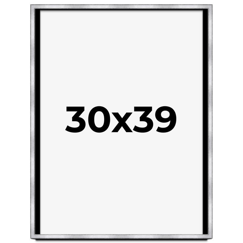 30x39 Shadow Box Frame Silver | 1.375 Inches Deep Real Wood