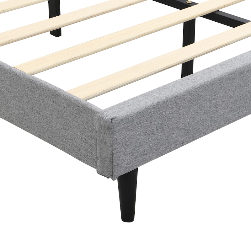 Queen-Size Upholstered Platform Bed Frame with a Modern Button-Tufted Linen Fabric Headboard,USB Ports,Charging Station