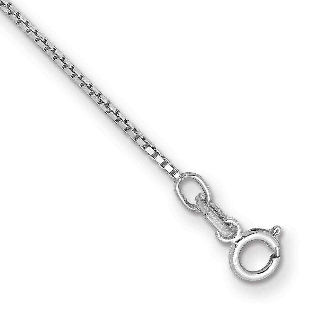 14k White Gold 0.9mm Box with Spring Ring Clasp Chain Bracelet, 7"