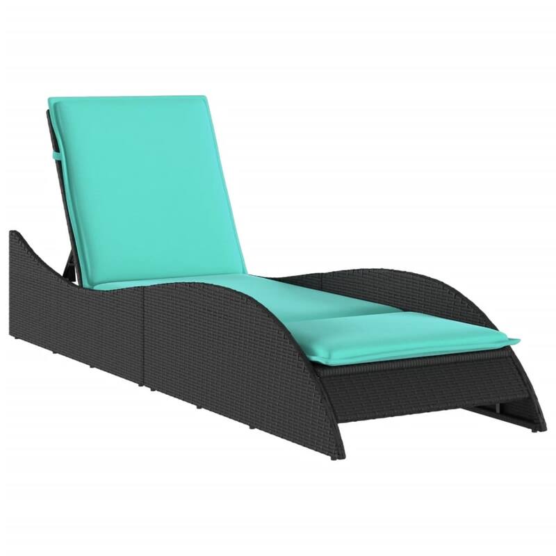 vidaXL Sun Lounger with Cushion Chaise Lounge Poly Rattan Brown/Gray/Black - 60 x 205 x 54/63/28.7