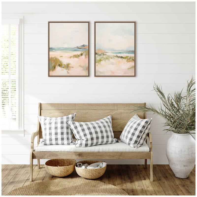 Kate and Laurel Gold Tranquil Landscape 2 Piece Framed Canvas Wall Art Set by Amy Lighthall