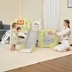 preview thumbnail 23 of 28, 10 in 1 Toddler Slide, Baby Climber Slide Indoor Playground with Bus Theme Playhouse, Basketball Hoop, Telescope, Soccer