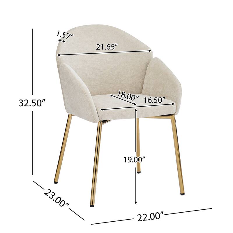 Roomfitters Upholstered Accent Armchair Set of 2, Modern Curved Design with Gold Legs