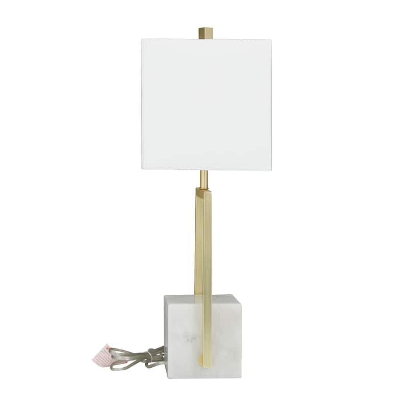 CosmoLiving by Cosmopolitan Gold Marble Geometric Table Lamp with Square Shade - White/Silver or White/Gold