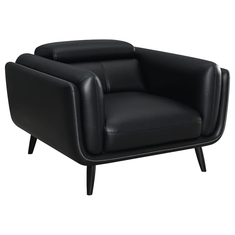 Shania Upholstered Low Back Accent Chair Black - Black