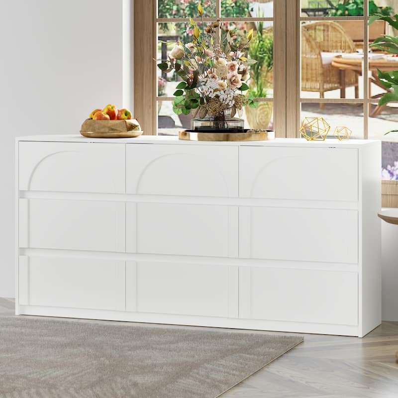 White 9-Drawer Chest of Drawers with Stylish Design and Anti-Tip Feature