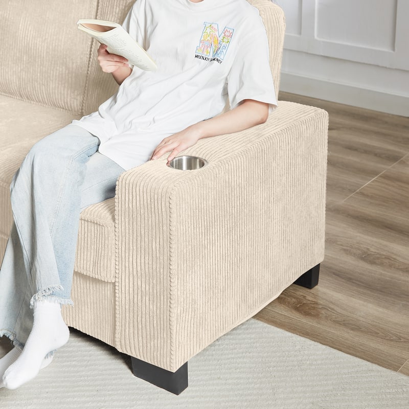 Modular Sectional Sofa, 102 Inch L Shaped Couch Set, 3-Seater Comfy Cloud Couches with Movable Ottoman, DIY Combination