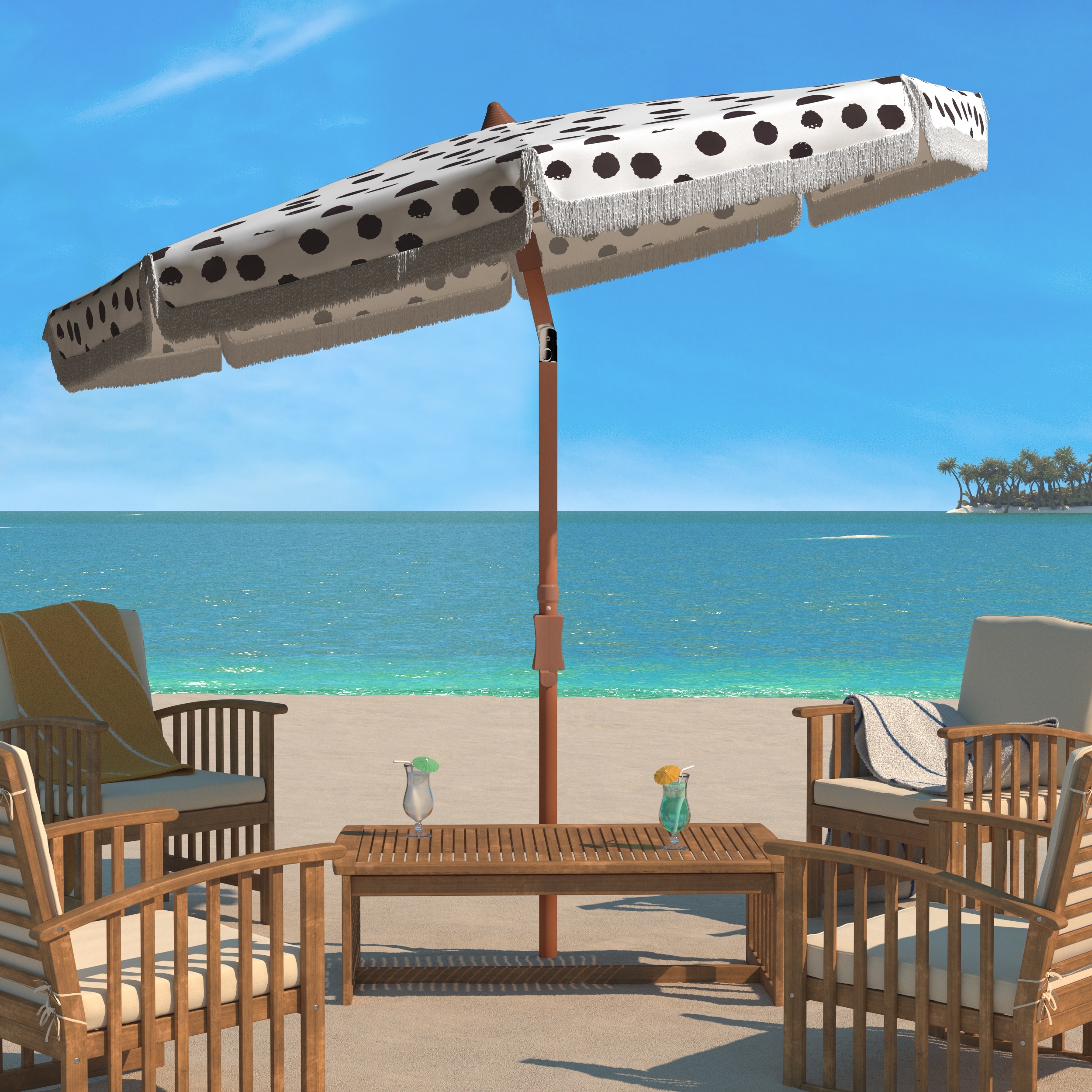 cantilever rectangular patio umbrella with lights Domi Outdoor Living Cantilever Umbrella with Solar Lights