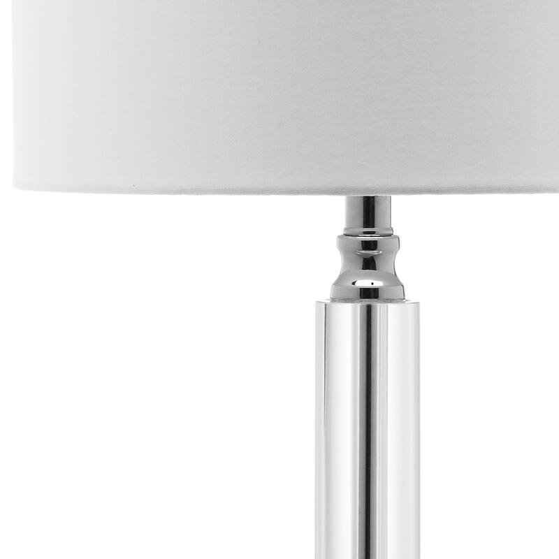 SAFAVIEH Lighting Alissa 25-inch White Shade Column Crystal Table Lamp (Set of 2) - 13"x13"x24.5" - 13Wx13Dx25H