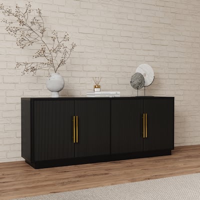 70"W Modern Fluted TV Stand for TV up to 78" with Storage