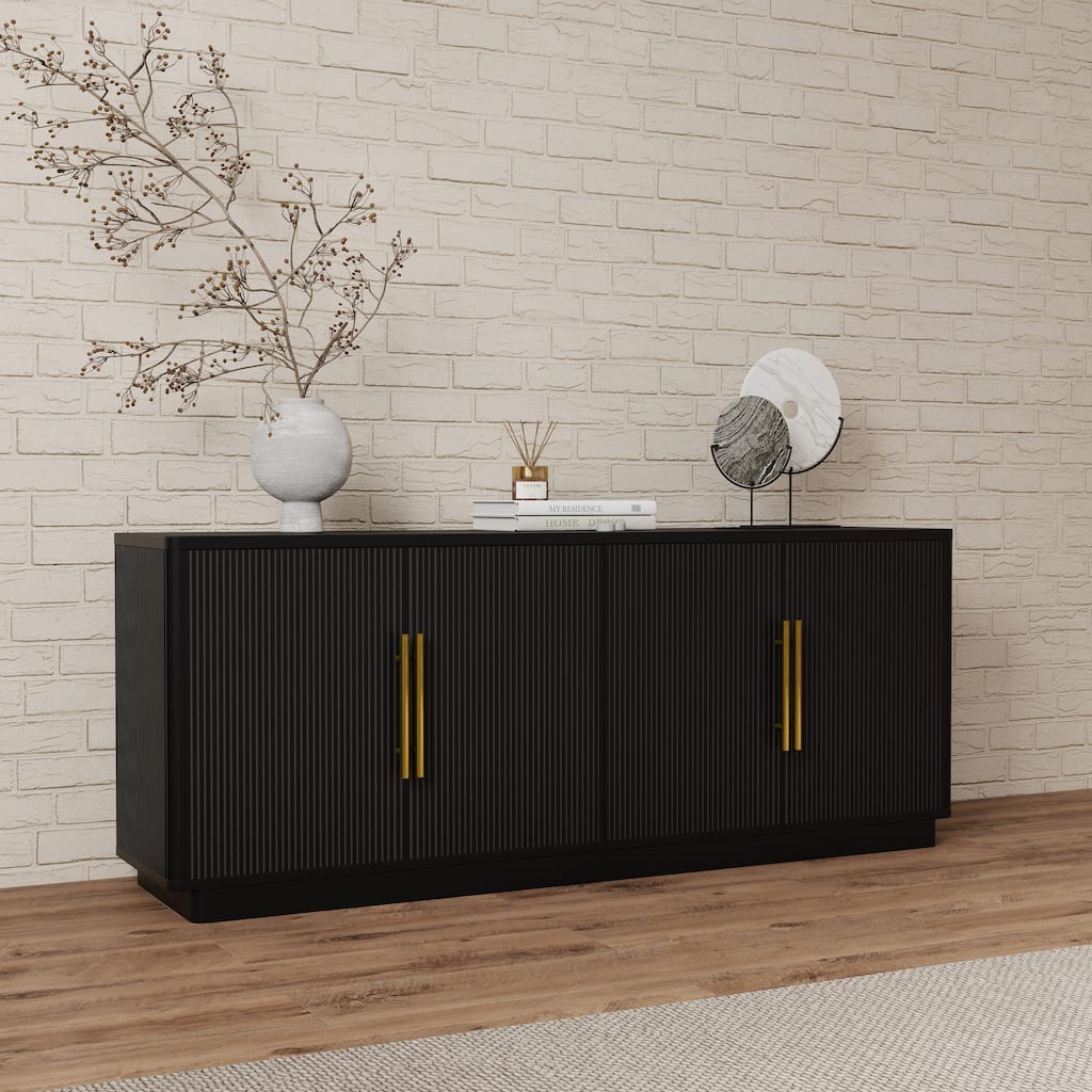 70"W Modern Fluted TV Stand for TV up to 78" with Storage