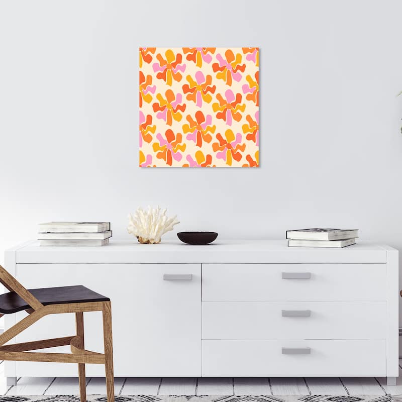 Wynwood Studio Canvas Abstract Flower Creative Pattern Orange and Pastel Pink Modern & Contemporary Wall Art Canvas Print