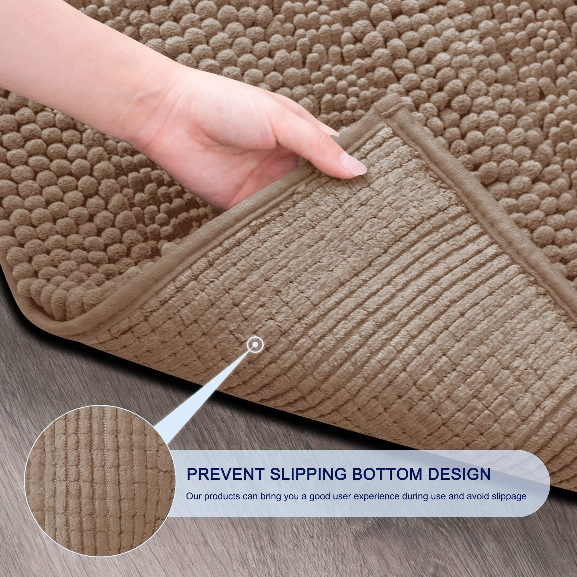 Subrtex Chenille Bathroom Rugs Non-Slip Absorbent Super Cozy Bathroom Mat  Carpet (Coffee,20x32) 