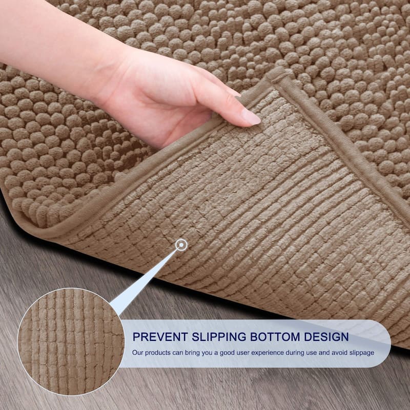 Subrtex Super Soft Absorbent Braided Bathroom Mats Chenille Bath Rugs