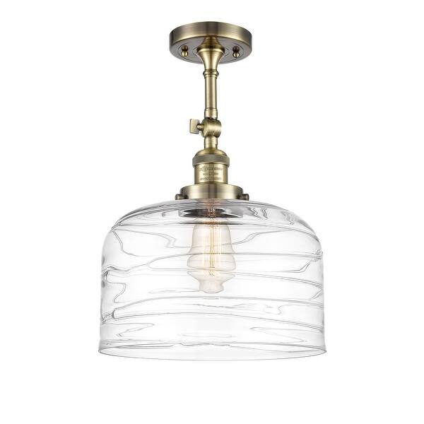 slide 2 of 20, Innovations Lighting Franklin Restoration Bell 1 Light 12" Semi-Flush Mount Antique Brass