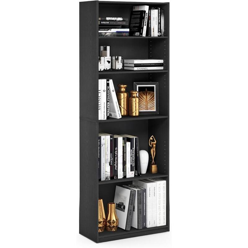 Adjustable 4-Shelf Bookcase Compact Home or Office Storage Organizer with Modern Design and Open Display Shelves