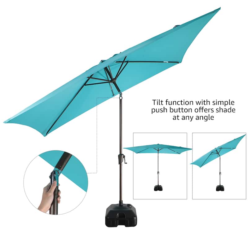 10' x 6.5' Patio Rectangular Market Umbrella with Crank and Tilt