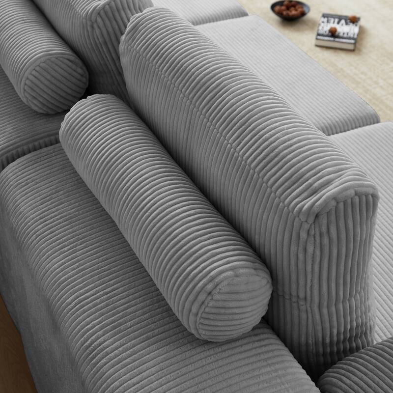 Modular Sectional 3-Seater Cloud Sofa,Corduroy Convertible Sofa Bed