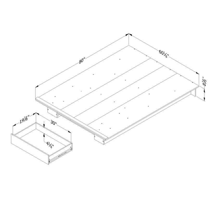 South Shore Kanagane 1-Drawer Platform Bed, Soft Elm