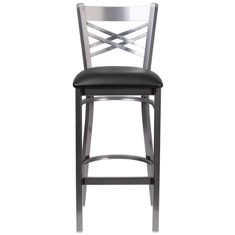 X Back Metal Restaurant Barstool - Vinyl Seat - 17"W x 18"D x 42.25"H - 17"W x 18"D x 42.25"H