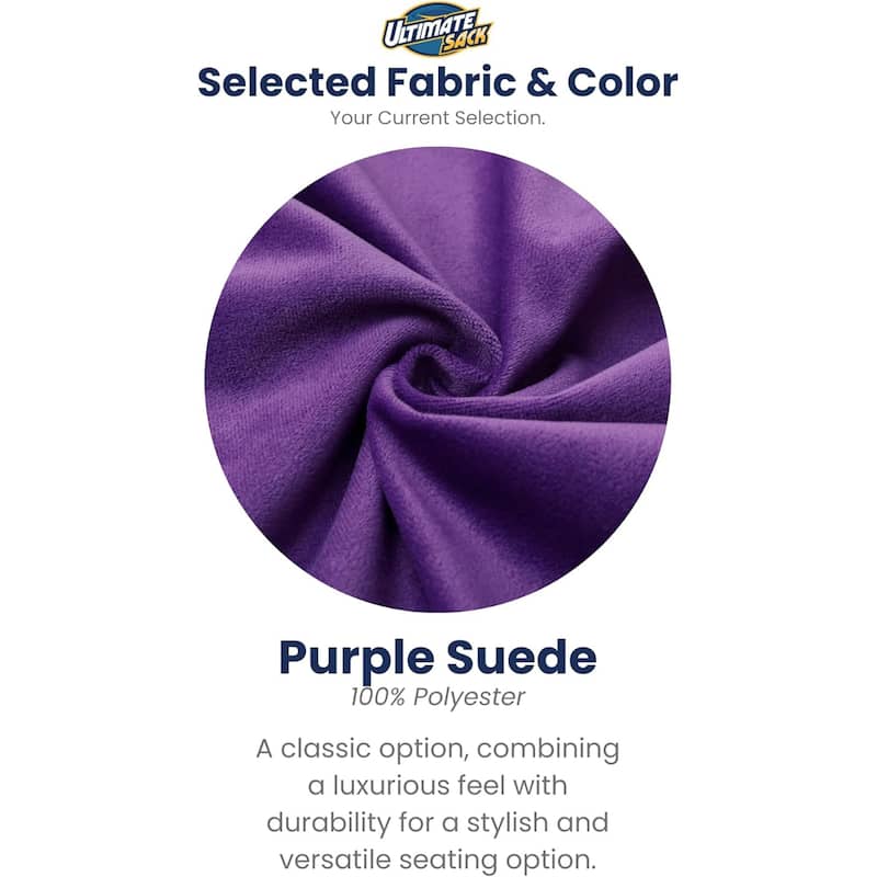 Ultimate Sack 3ft Bean Bag Chair, Oversized Indoor Comfy Lounger, Purple Suede