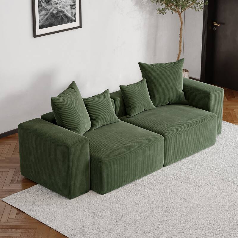 Oversized Corduroy Upholstery Modular Sofa No Assembly