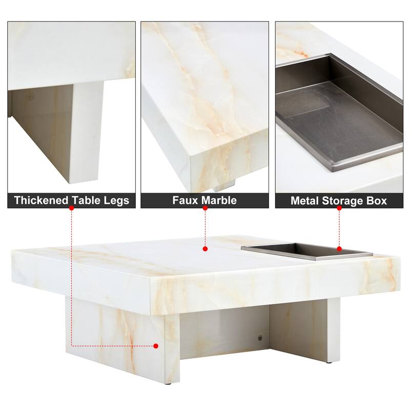 A modern and practical coffee table made of MDF material with black patterns. The fusion of elegance and natural fashion