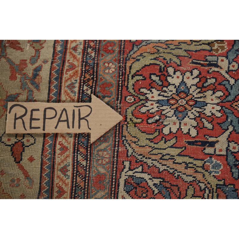 Hand Knotted Oriental 100% Wool Carpet Traditional Medallion Navy Blue & Blues Sarouk Area Rug - 11' 5'' X 8' 7''