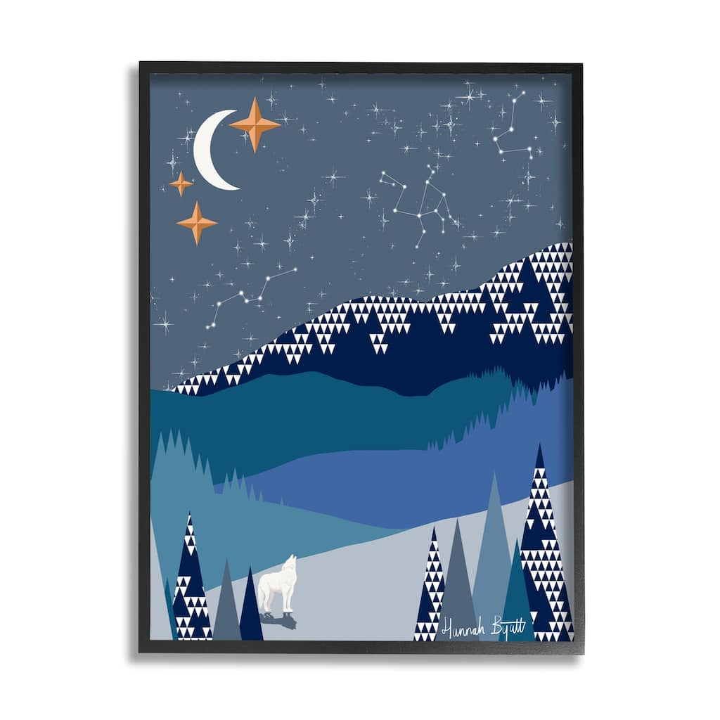 Stupell Winter Night Landscape Framed Giclee Art Design by Hannah Byatt