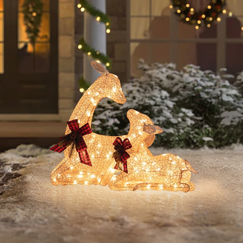 Christmas lights Festive Holiday Decoration with Lights for Indoor & Outdoor - 2 pieces Christmas Lighted Deer