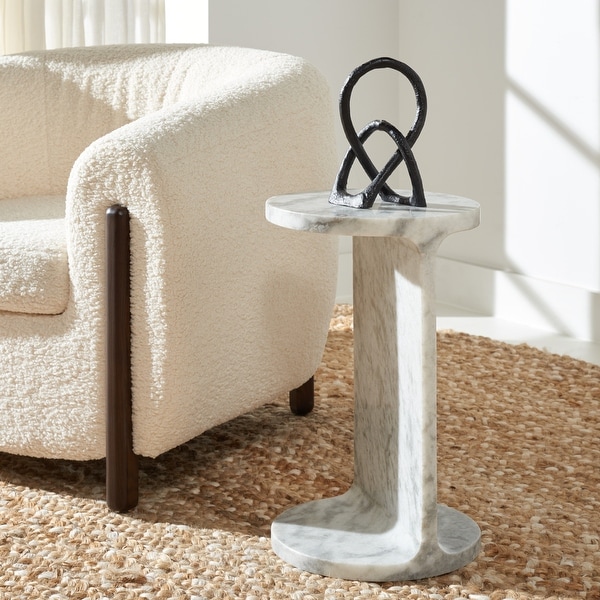 SAFAVIEH Couture Melinda Marble Accent C Table Fully Assembled 12 in. W x 12 in. D x 20 in. H