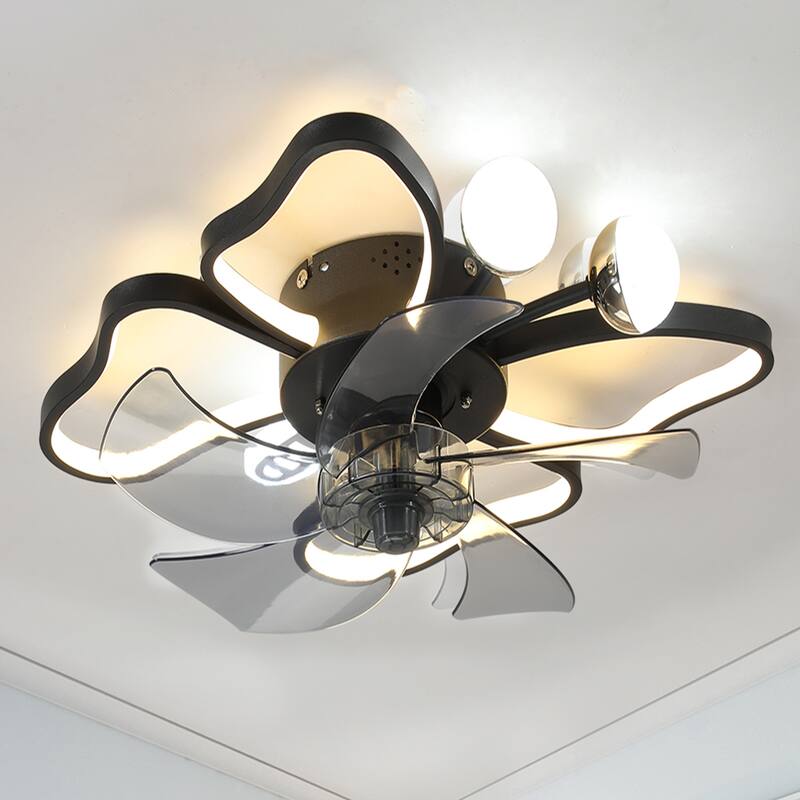 Oaks Aura 20in. Modern Butterfly Flush Mount Ceiling Fan with Light for Bedroom,6-Speed Low Profile Ceiling Fan With Remote - Remote