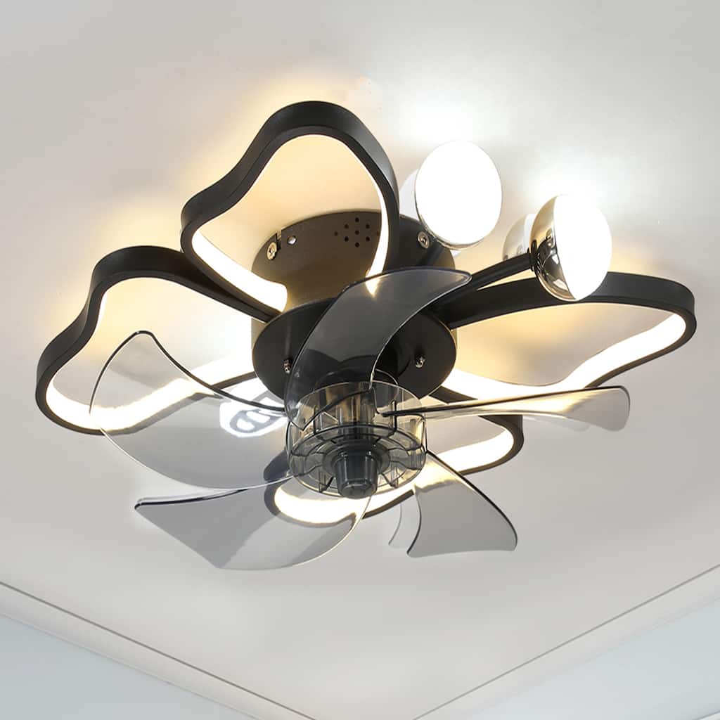 Oaks Aura 20in. Modern Butterfly Flush Mount Ceiling Fan with Light for Bedroom,6-Speed Low Profile Ceiling Fan With Remote