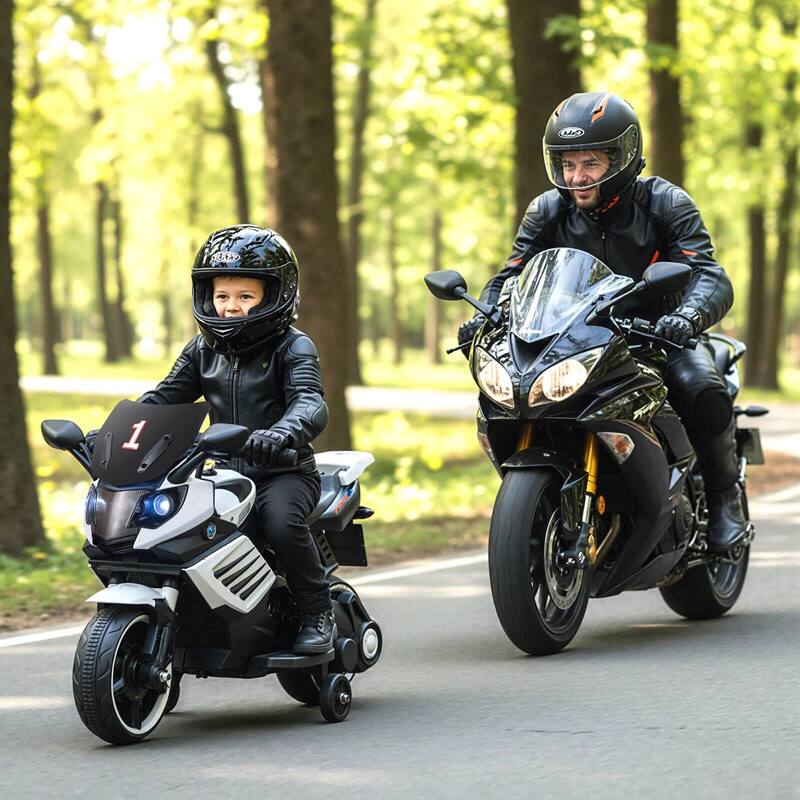 Costway 6V Kids Motorcycle with Music, Horn, Detachable Training